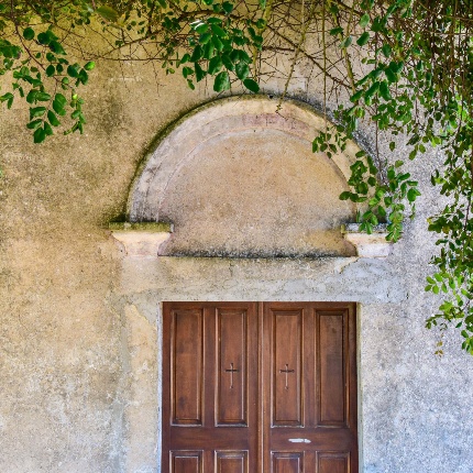 Church of San Pietro. Detail of the facade