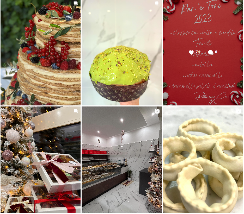 Prodotti del locale. (foto Instagram, Pasticceria Cocco Nule)
