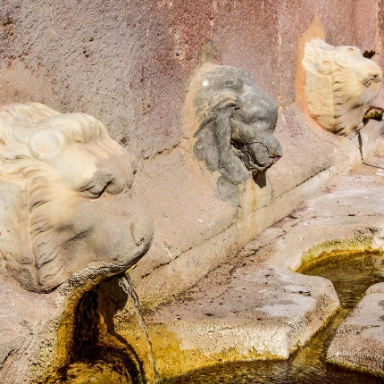 Detail on the three mutilated pouring lions (photoIvo Piras)