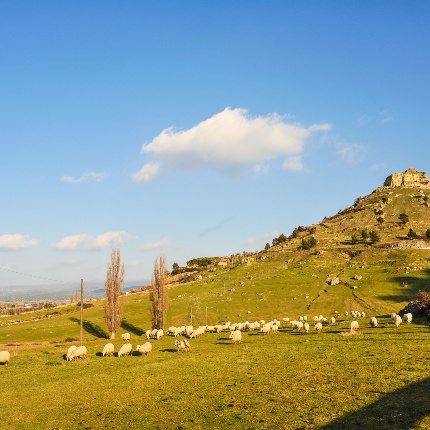 Rebeccu con il borgo e i ruderi del castello (foto Ivo Piras)