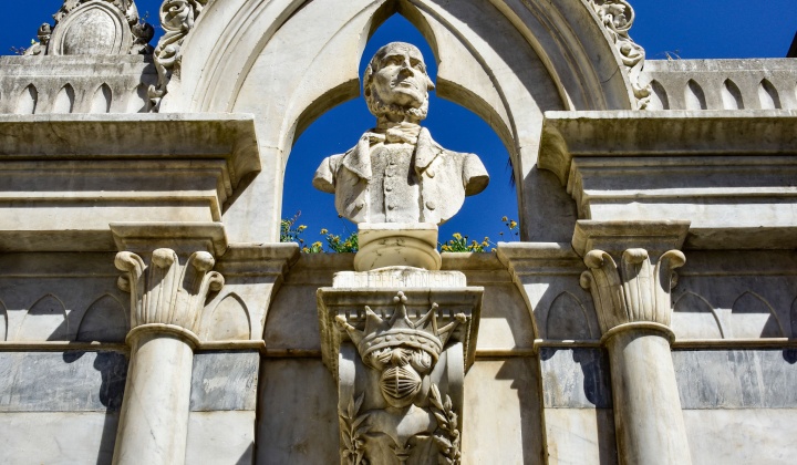 Detail of the bust of the noble ozierese Giuseppe Grixoni Sequi