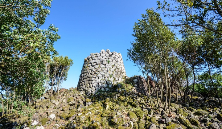 Attorno al monumento, per una ampia superficie, si individuano i resti di numerose capanne del villaggio