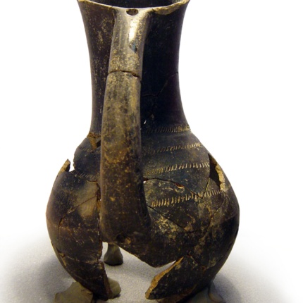 Ceramic pitcher with embossed decoration from the XI century B.C., from a lateral tower. (photoFranco Campus)