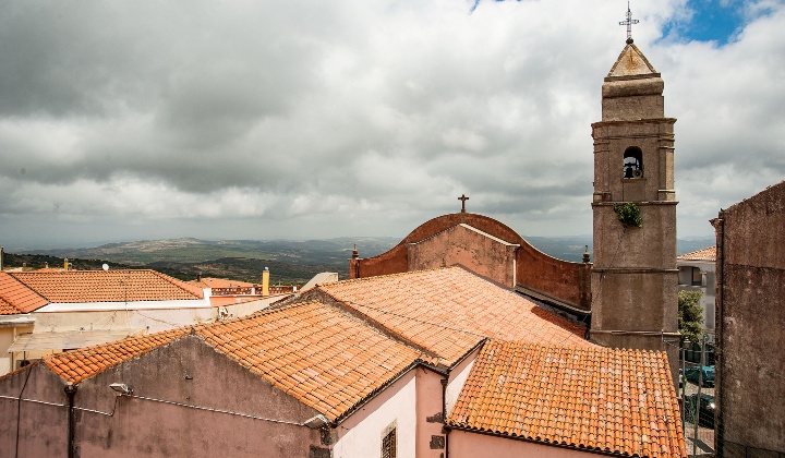 View of the roof and the bell tower